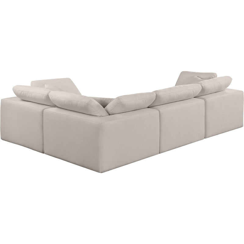 Meridian Comfy Beige Linen Textured Fabric Modular Sectional IMAGE 3