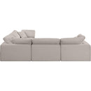 Meridian Comfy Beige Linen Textured Fabric Modular Sectional IMAGE 5