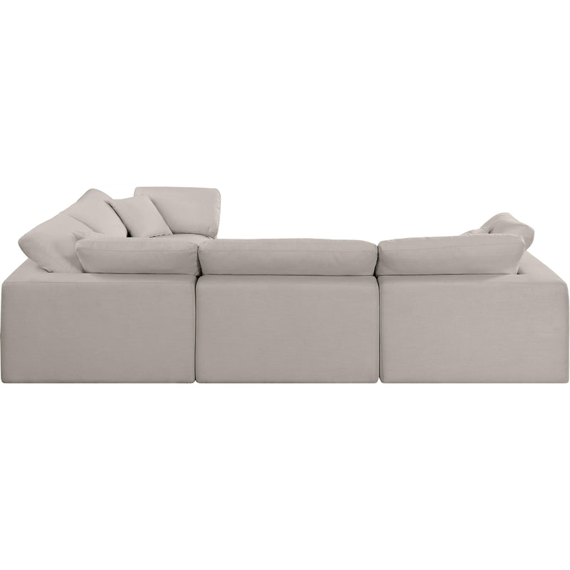 Meridian Comfy Beige Linen Textured Fabric Modular Sectional IMAGE 5