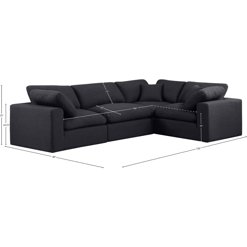 Meridian Comfy Black Linen Textured Fabric Modular Sectional IMAGE 11