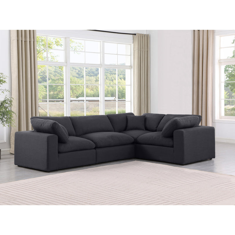 Meridian Comfy Black Linen Textured Fabric Modular Sectional IMAGE 2