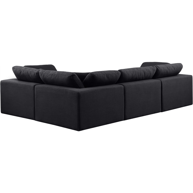 Meridian Comfy Black Linen Textured Fabric Modular Sectional IMAGE 3