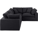 Meridian Comfy Black Linen Textured Fabric Modular Sectional IMAGE 4