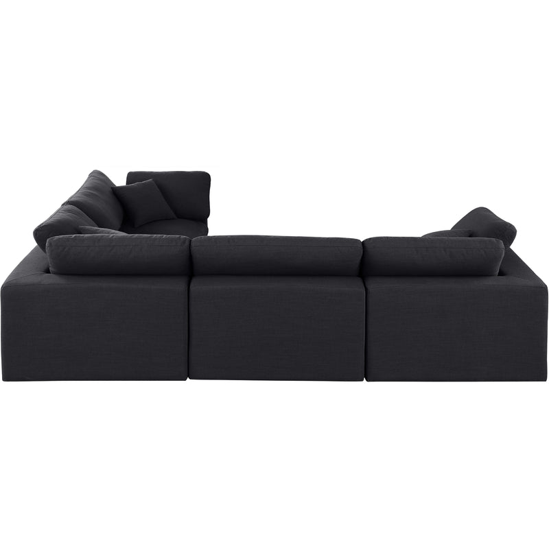 Meridian Comfy Black Linen Textured Fabric Modular Sectional IMAGE 5