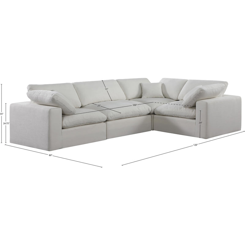 Meridian Comfy Cream Linen Textured Fabric Modular Sectional IMAGE 11
