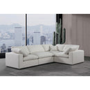 Meridian Comfy Cream Linen Textured Fabric Modular Sectional IMAGE 2