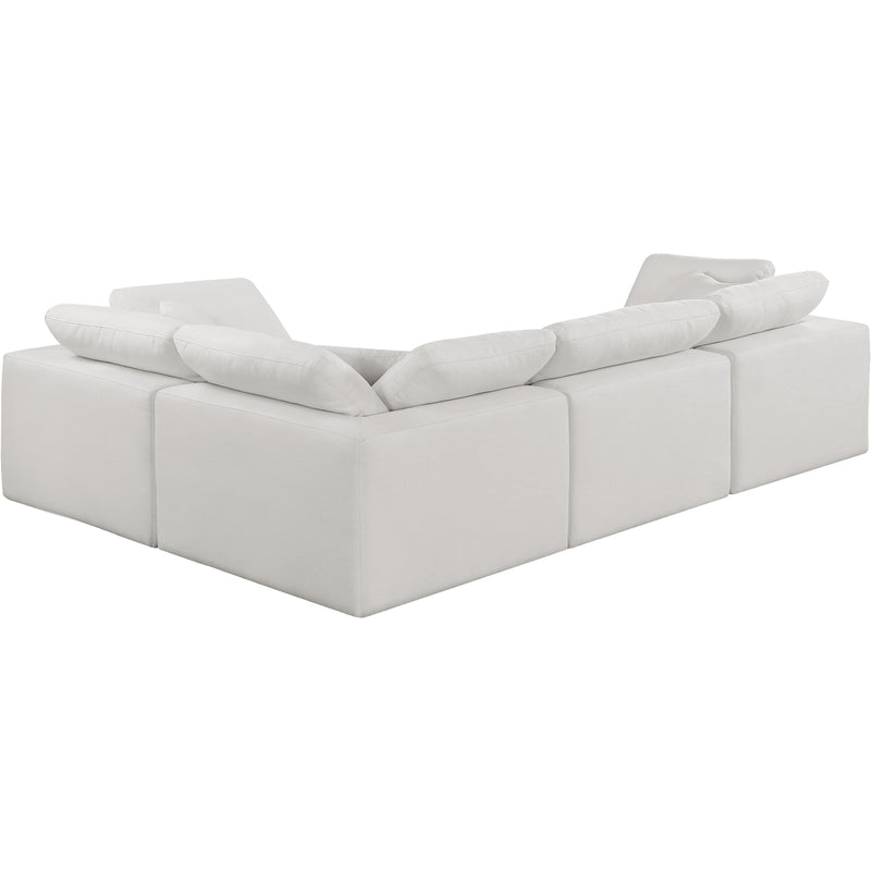 Meridian Comfy Cream Linen Textured Fabric Modular Sectional IMAGE 3