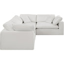 Meridian Comfy Cream Linen Textured Fabric Modular Sectional IMAGE 4
