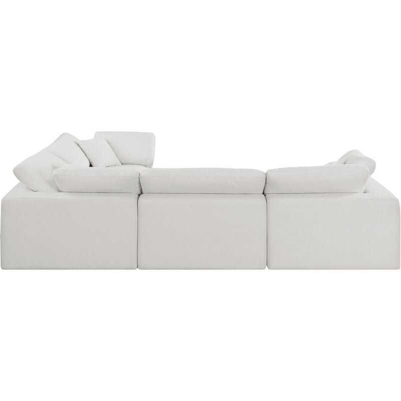 Meridian Comfy Cream Linen Textured Fabric Modular Sectional IMAGE 5