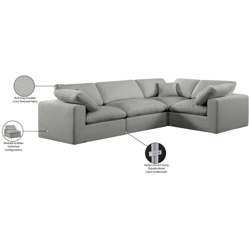 Meridian Comfy Grey Linen Textured Fabric Modular Sectional IMAGE 10