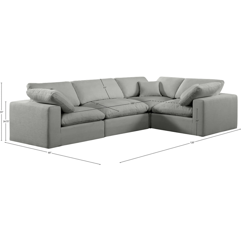 Meridian Comfy Grey Linen Textured Fabric Modular Sectional IMAGE 11