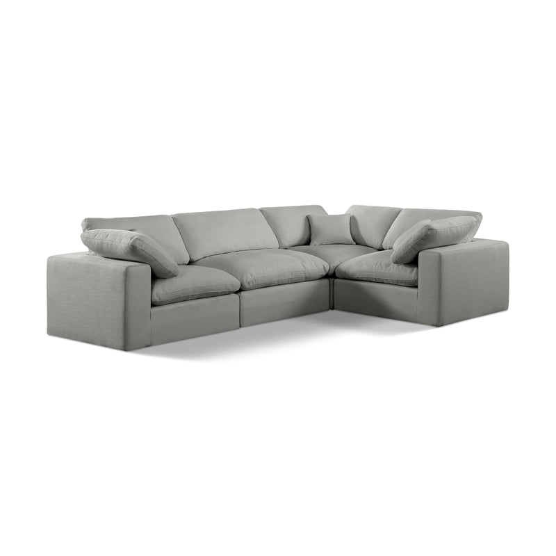 Meridian Comfy Grey Linen Textured Fabric Modular Sectional IMAGE 1
