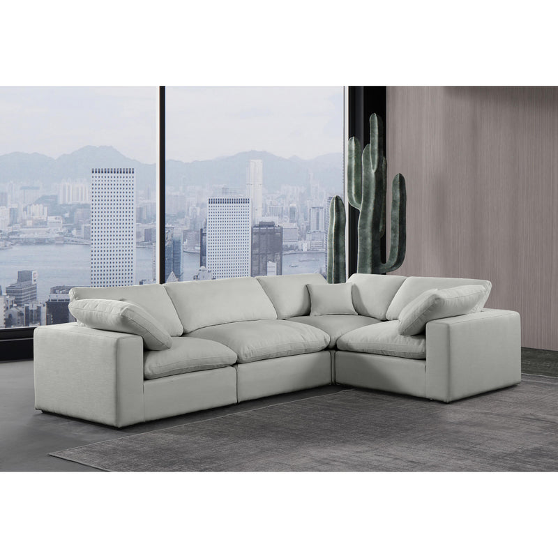 Meridian Comfy Grey Linen Textured Fabric Modular Sectional IMAGE 2