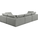 Meridian Comfy Grey Linen Textured Fabric Modular Sectional IMAGE 3