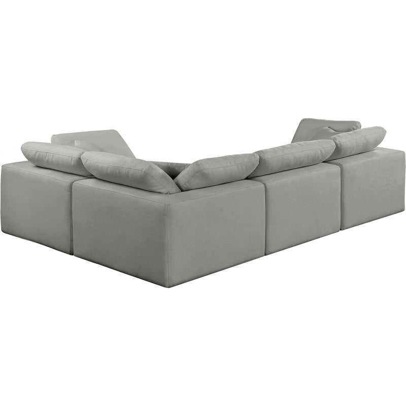 Meridian Comfy Grey Linen Textured Fabric Modular Sectional IMAGE 3
