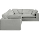 Meridian Comfy Grey Linen Textured Fabric Modular Sectional IMAGE 4