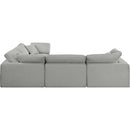 Meridian Comfy Grey Linen Textured Fabric Modular Sectional IMAGE 5