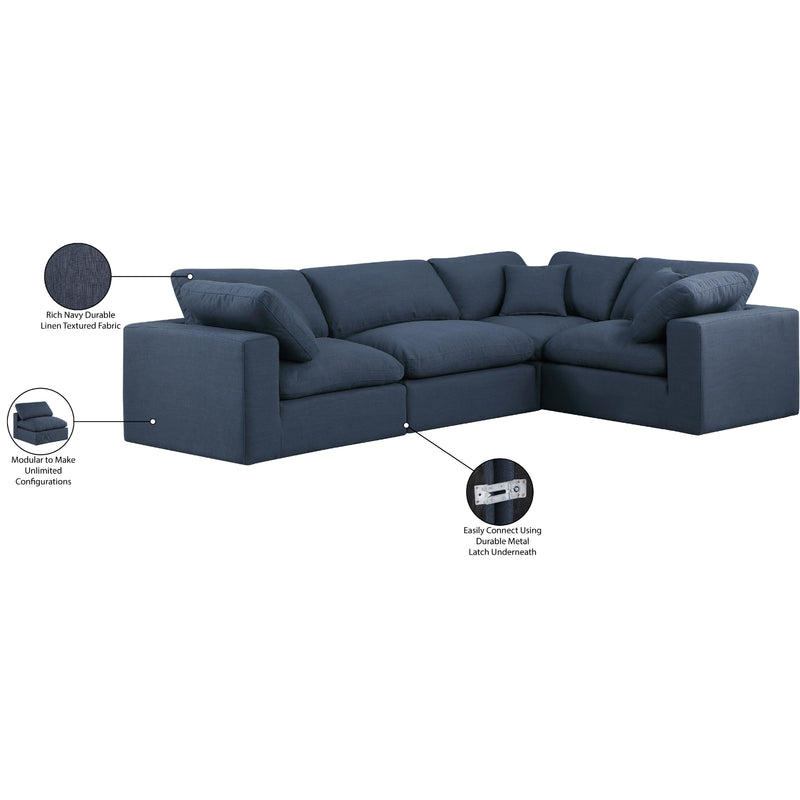 Meridian Comfy Navy Linen Textured Fabric Modular Sectional IMAGE 10