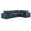 Meridian Comfy Navy Linen Textured Fabric Modular Sectional IMAGE 11