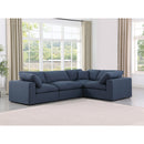 Meridian Comfy Navy Linen Textured Fabric Modular Sectional IMAGE 2