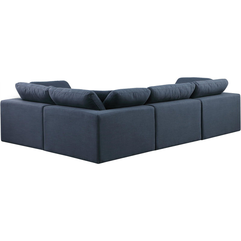 Meridian Comfy Navy Linen Textured Fabric Modular Sectional IMAGE 3
