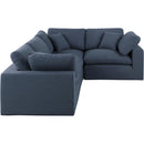 Meridian Comfy Navy Linen Textured Fabric Modular Sectional IMAGE 4
