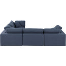 Meridian Comfy Navy Linen Textured Fabric Modular Sectional IMAGE 5