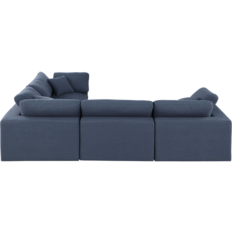 Meridian Comfy Navy Linen Textured Fabric Modular Sectional IMAGE 5