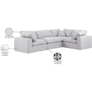 Meridian Comfy White Linen Textured Fabric Modular Sectional IMAGE 10