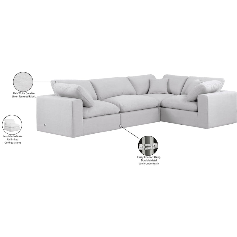 Meridian Comfy White Linen Textured Fabric Modular Sectional IMAGE 10