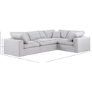 Meridian Comfy White Linen Textured Fabric Modular Sectional IMAGE 11