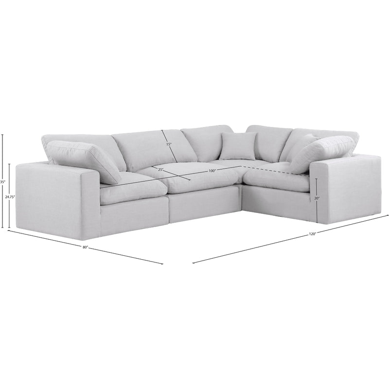 Meridian Comfy White Linen Textured Fabric Modular Sectional IMAGE 11