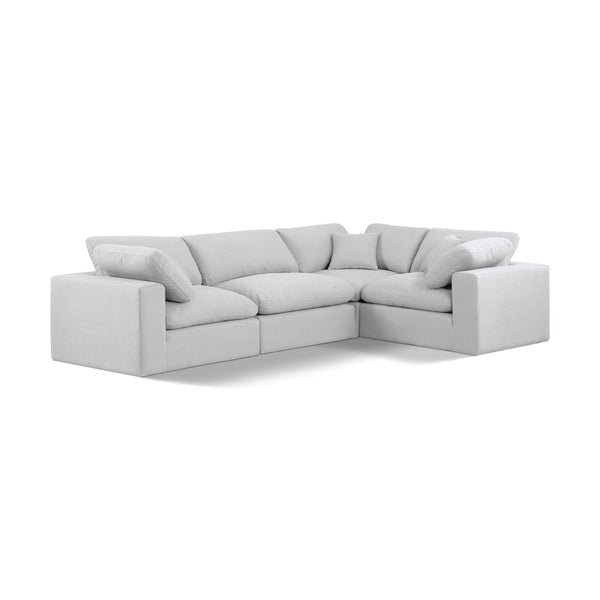 Meridian Comfy White Linen Textured Fabric Modular Sectional IMAGE 1
