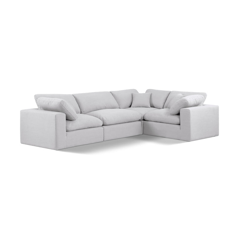 Meridian Comfy White Linen Textured Fabric Modular Sectional IMAGE 1