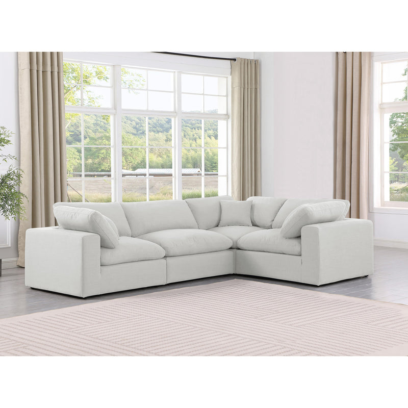 Meridian Comfy White Linen Textured Fabric Modular Sectional IMAGE 2