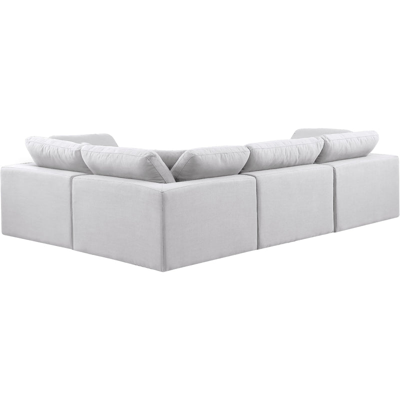 Meridian Comfy White Linen Textured Fabric Modular Sectional IMAGE 3