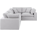 Meridian Comfy White Linen Textured Fabric Modular Sectional IMAGE 4