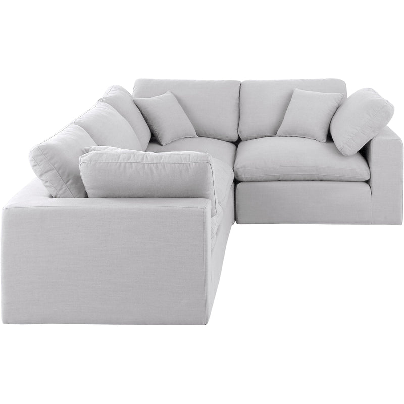 Meridian Comfy White Linen Textured Fabric Modular Sectional IMAGE 4
