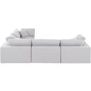 Meridian Comfy White Linen Textured Fabric Modular Sectional IMAGE 5