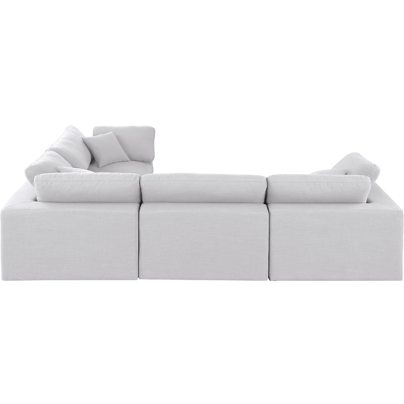 Meridian Comfy White Linen Textured Fabric Modular Sectional IMAGE 5