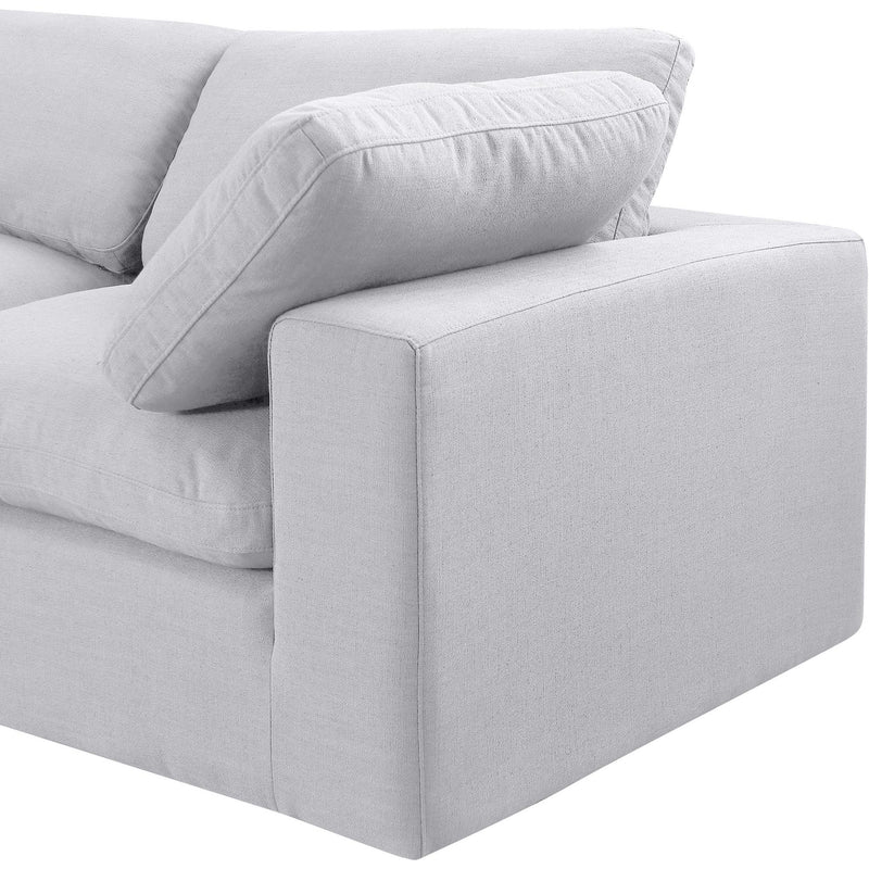 Meridian Comfy White Linen Textured Fabric Modular Sectional IMAGE 7