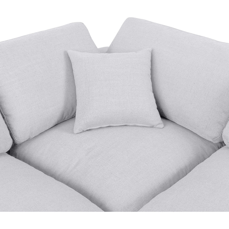 Meridian Comfy White Linen Textured Fabric Modular Sectional IMAGE 8