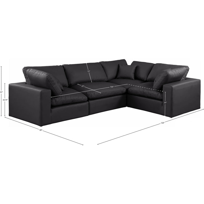 Meridian Comfy Black Vegan Leather Modular Sectional IMAGE 11
