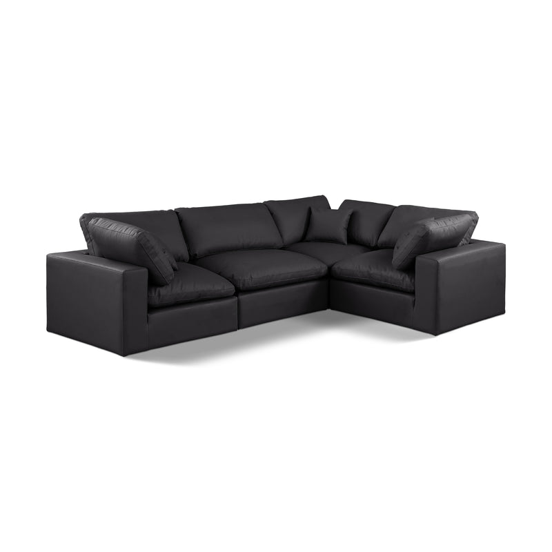 Meridian Comfy Black Vegan Leather Modular Sectional IMAGE 1