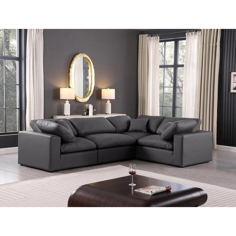 Meridian Comfy Black Vegan Leather Modular Sectional IMAGE 2