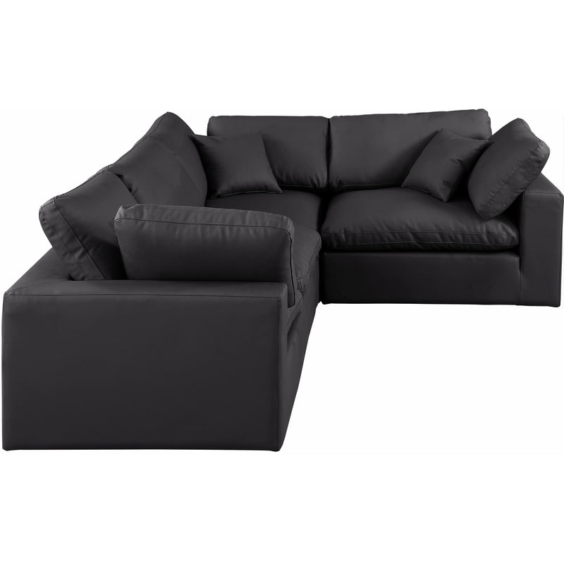 Meridian Comfy Black Vegan Leather Modular Sectional IMAGE 4