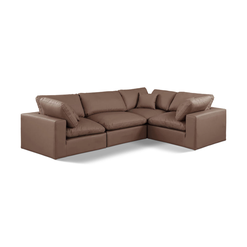 Meridian Comfy Brown Vegan Leather Modular Sectional IMAGE 1