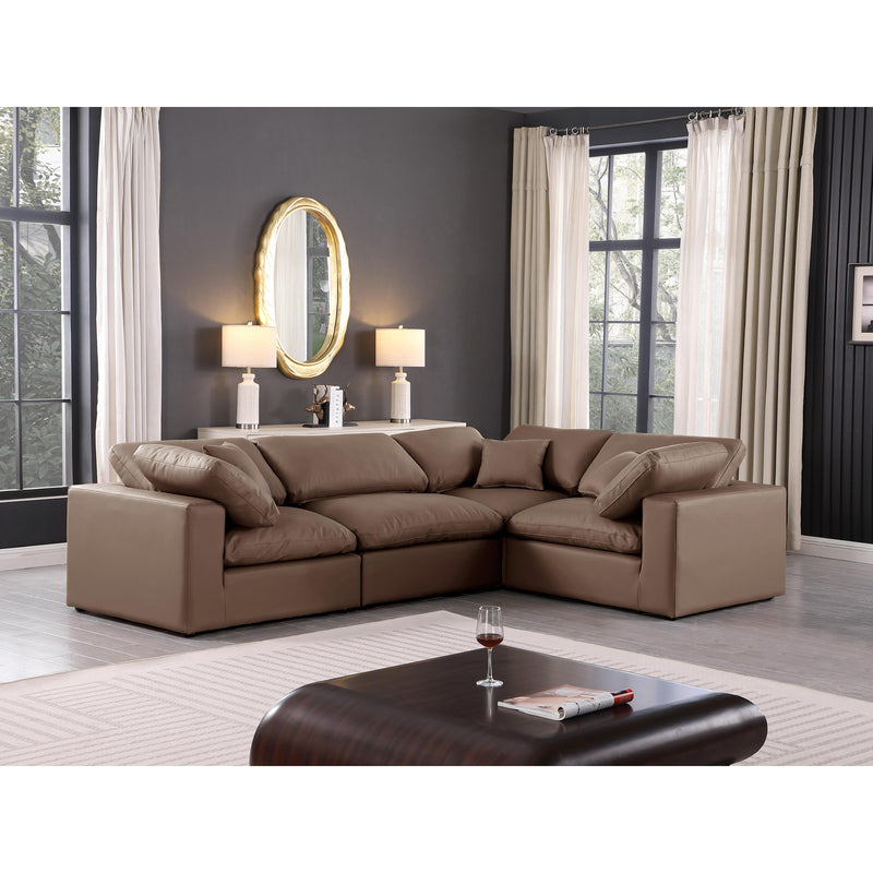 Meridian Comfy Brown Vegan Leather Modular Sectional IMAGE 2
