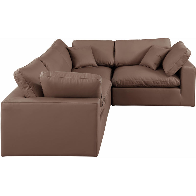 Meridian Comfy Brown Vegan Leather Modular Sectional IMAGE 4