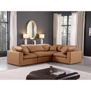 Meridian Comfy Cognac Vegan Leather Modular Sectional IMAGE 2